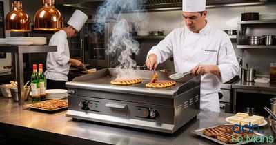 Plancha professionnelle HCB® 400 V en acier inoxydable, plaq…