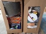 a cardboard box with a cd in it on a pallet