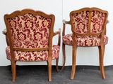 two wooden chairs with red and gold upholstered upholstered upholstered upholstered upholstered upholstered upholstered