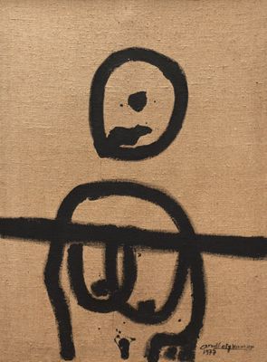 un dessin représentant un homme avec un crâne sur la tête