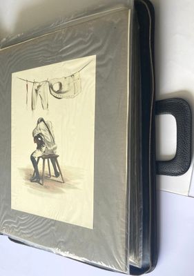 a picture of a man sitting at a table in a chair