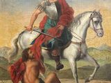tableau représentant un homme à cheval et une femme à cheval