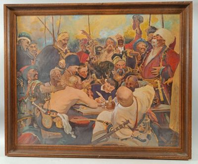 D'après Répine "Les cosaques zaporogues écrivant une lettre … - Photo 1