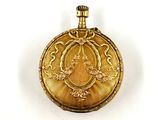 an image of a gold pocket watch on a white background