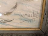 a picture of a painting of a boat in the water