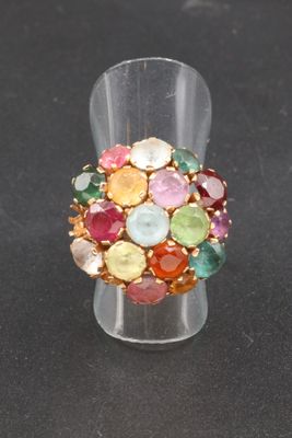 Bague boule tutti-frutti réalisée en fils d’or jaune 14K (58…