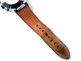 leather watch strap with stitching for the back of a watch