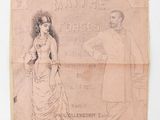 an old drawing of a man and a woman standing next to each other