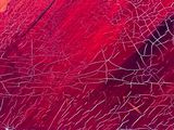 abstract painting of a red and yellow background with a white frame