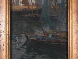 a picture of a painting of a boat in the water