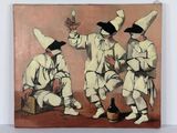 un tableau représentant un groupe d'hommes vêtus de blanc