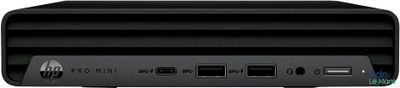 the front view of a black hp desktop computer with four usb ports