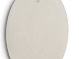 a close up of a white circular object on a white surface