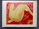 une image représentant un tableau représentant un chat sur fond rouge