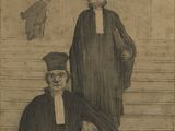un vieux dessin représentant deux hommes debout l'un à côté de l'autre