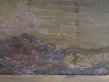 a painting of a cat sitting on a ledge