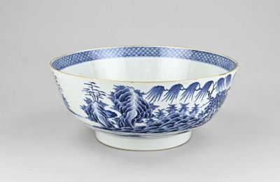 chinese blue and white bowl with landscape design