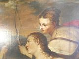 un tableau représentant deux femmes tenant un arc et une flèche
