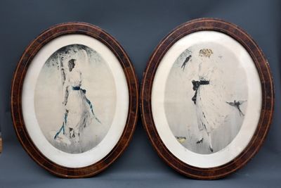 Albert TERRY (XX), Elégante aux hirondelles et La cueillette…