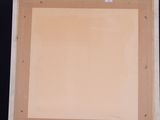 an easel with a blank canvas on it against a black background