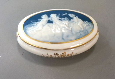 an image of a white and blue box on a table