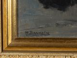an image of a painting of a man riding a horse in the snow