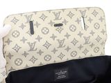 louis vuitton beige monogram canvas and black leather shoulder bag