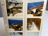 four pictures of a plane on the deck of a ship