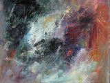 une peinture représentant une peinture d'une vague en noir et blanc