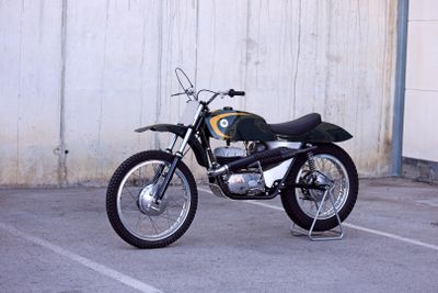 a motorcycle that is parked in a parking lot