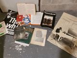 a table with a bunch of books on top of it