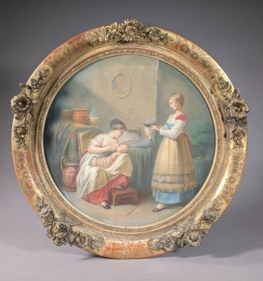 an image of a painting of a woman and a child in a room