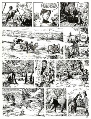 une image représentant une bande dessinée en noir et blanc dans laquelle on voit un homme à cheval
