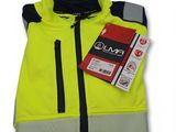 a close up of a yellow vest with a tag on it