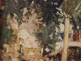 une image représentant une peinture d'une foule de personnes dans un parc