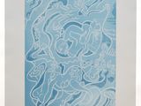 an image of a picture of a blue and white painting
