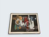 framed photograph of a painting of a bicycle on a white wall