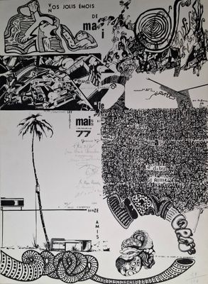 un dessin en noir et blanc représentant le dessin d'un homme sur un bateau