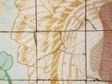 a tiled floor with a picture of a turkey on it