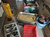many trays of fish on the floor in the kitchen