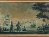 tableau représentant un homme et une femme sur un bateau
