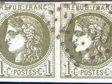 a pair of stamps with a woman and a man on them