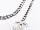 chanel silver chain necklace with cc logo