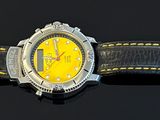 a watch that is sitting on a black surface