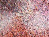 peinture abstraite représentant un fond rouge et noir avec de la peinture blanche et rouge