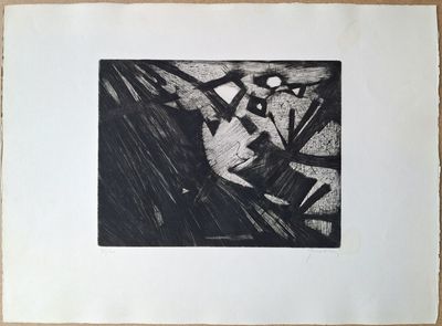 a black and white drawing of a man riding a bike
