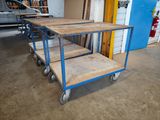 an image of a kitchen cart in a garage