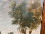 a picture of a painting of cows in a field