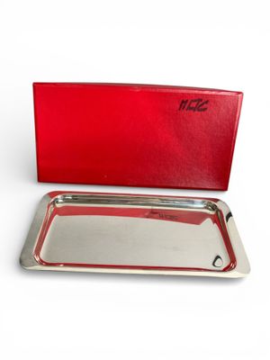 Plat à cake en métal argenté. L : 32 cm - Photo 1