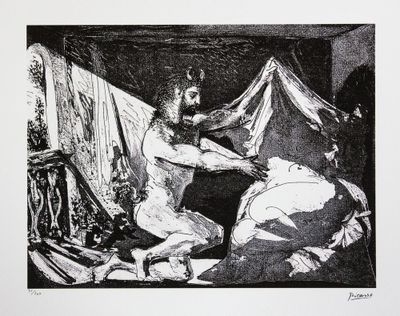 une image représentant un dessin en noir et blanc d'un homme dans une pièce